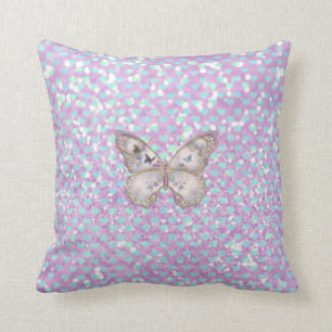 Coussin Motif bleu de parties scintillantes de coeurs de