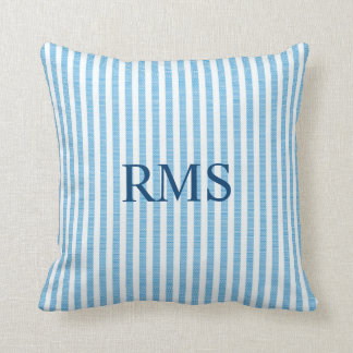 Coussin Motif BLEU de rayure de CRÉPON DE COTON,