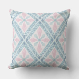 Coussin motif bleu en forme de diamant