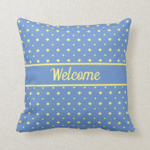 Motif bleu & jaune, bienvenue, vos propres mots su