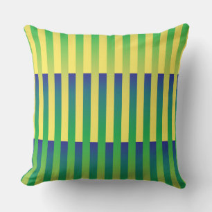 Coussin Motif bleu jaune vert rayé