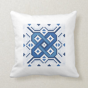 Coussin Motif bleu suédois d'ensemble de Röllakan