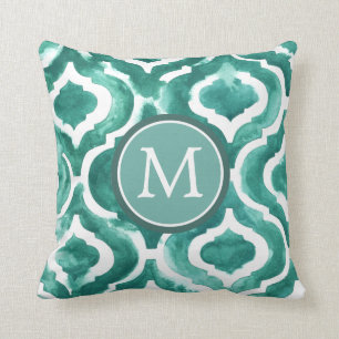 Coussin Motif bleu vert IV du monogramme  