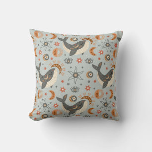 Coussin Motif bohème Baleine Céleste