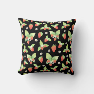 Coussin Motif botanique aquarelle de fraise mignon