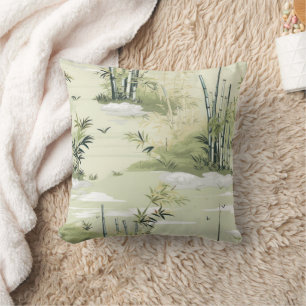 Coussin Motif botanique de la forêt de bambou Zen (1)