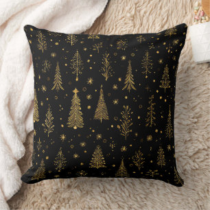 Coussin Motif botanique de Noël d'automne doré (2)