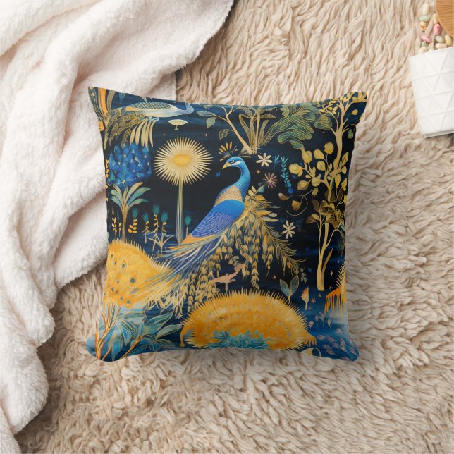 Coussin Motif botanique d'oiseaux exotiques de Chinoiserie (Couverture)