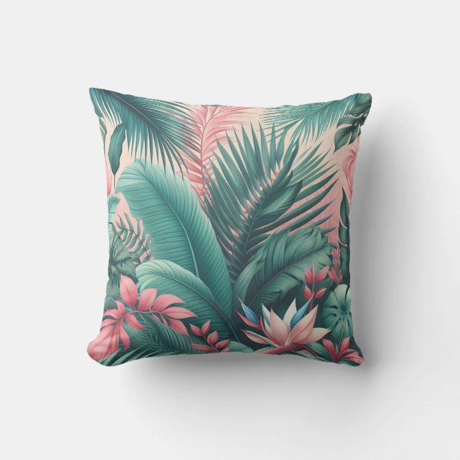 Coussin Motif botanique du Paradis tropical (Recto)
