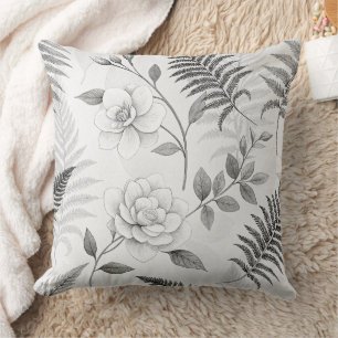 Coussin Motif botanique floral bleu vintage (1)