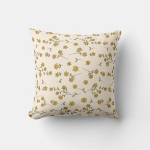 Coussin Motif botanique floral de marguerite jaune sur fon