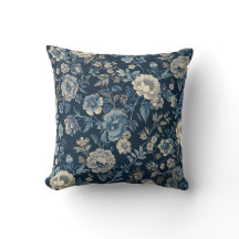 Motif botanique floral vintage bleu marine