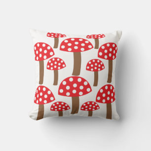 Coussin Motif botanique mignon du champignon rouge