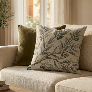 Coussin Motif botanique Moderne Olive Branch Vert Sauge