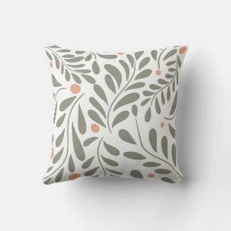 Coussin Motif botanique Sage feuilles verts