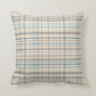 Coussin Motif bronzage et bleu-clair de plaid