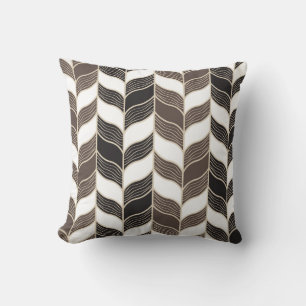 Coussin Motif Brown à main en os noir