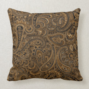 Coussin Motif Brown, beige et noir Floral Paisley