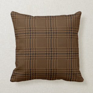 Coussin Motif Brown Houndstooth Glen Check