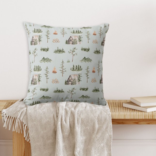 Coussin Motif Cabine de couleur d'eau (In situ)