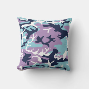 Coussin Motif Camo - Violet Marine Bleu Blanc