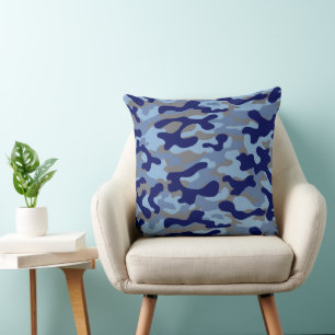 Coussin Motif camouflage bleu