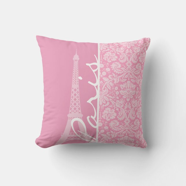 Coussin Motif Carnation rose Damas (Recto)