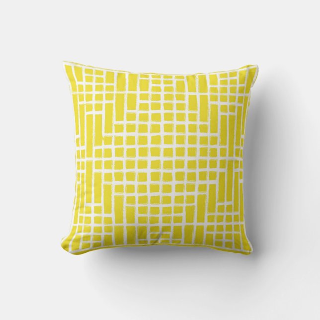 Coussin Motif Carré citron jaune (Recto)