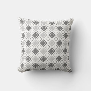 Coussin Motif Carré Silver Grey