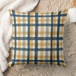 Coussin Motif carreau à pinceau aquarelle crémeux assourdi
