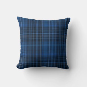 Coussin Motif carreau bleu noir