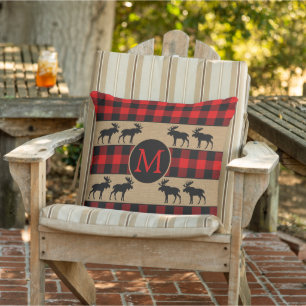 Coussin Motif carreaux à carreaux rouge noir personnalisé