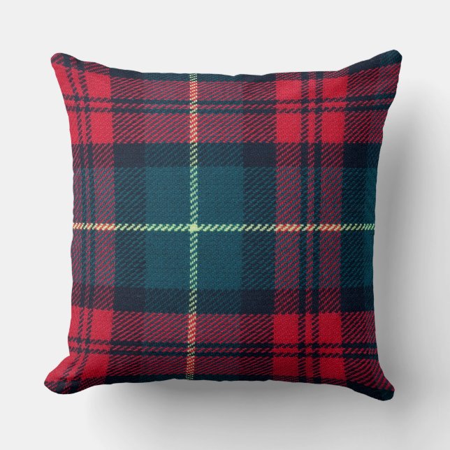 Coussin Motif carreaux rouge et vert Noël campagne à carre (Recto)