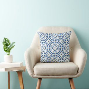Coussin Motif Carrelage Lotus Côtier - Le Lotus Blanc