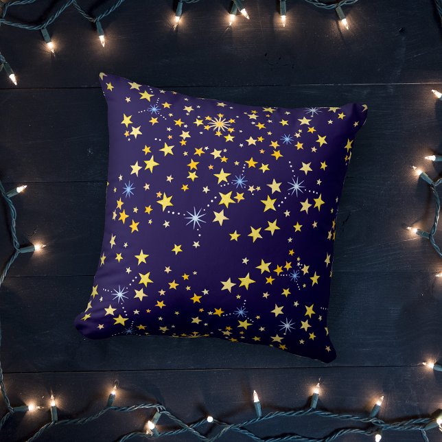 Coussin   Motif céleste bleu marine mignon et amusant avec (Créateur téléchargé)