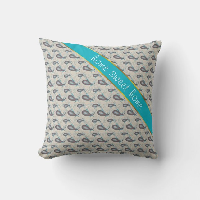Coussin Motif Champagne Paisley (Recto)