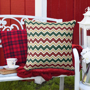 Coussin Motif Chevron blanc rouge vert