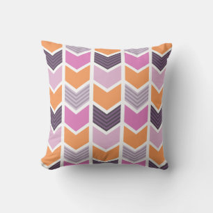 Coussin Motif Chevron rouge orange rose