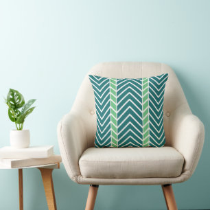 Coussin Motif Chevron Sarcelle
