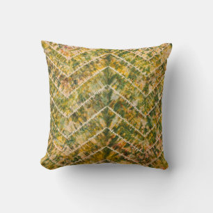 Coussin Motif chevron tie and dye vert et or