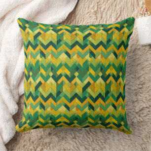 Coussin Motif chevron vert et jaune 