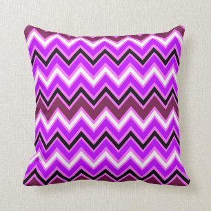 Coussin Motif Chevron violet et rose