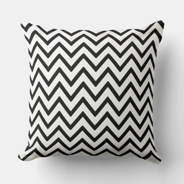 Coussin Motif Chevron Zigzag noir et blanc (Recto)
