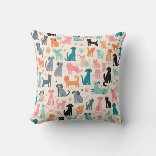 Coussin Motif chien et chat sans couture