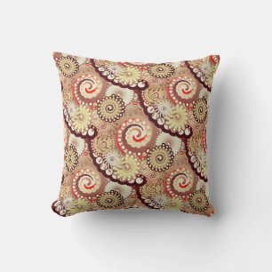 Coussin Motif, chocolat et crème tourbés