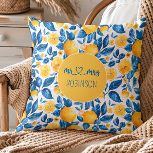Coussin Motif Citron Fruit Tropical Nom de Couple Personna