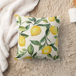 Coussin Motif citron neutre – Bord de mer méditerranéen