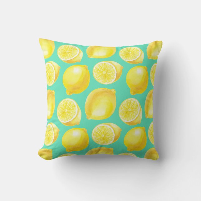 Coussin Motif citrons aquarelle (Recto)