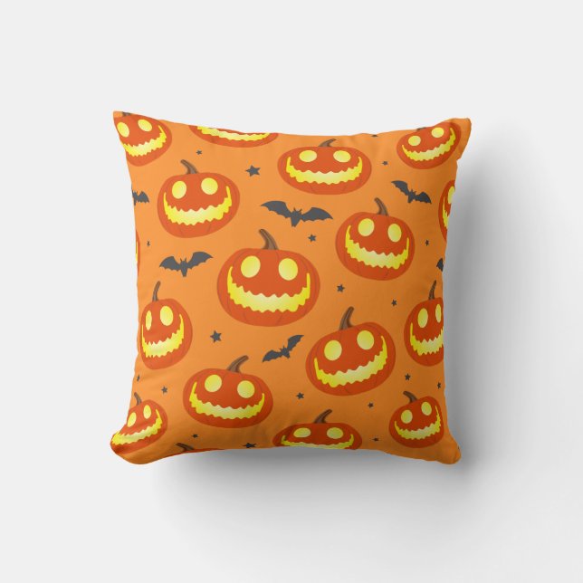 Coussin Motif Citrouille de dessin animé d'Halloween (Recto)