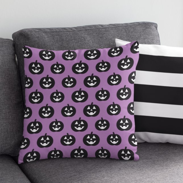 Coussin Motif Citrouille de Jack-o'-lantern violet Hallowe (Créateur téléchargé)